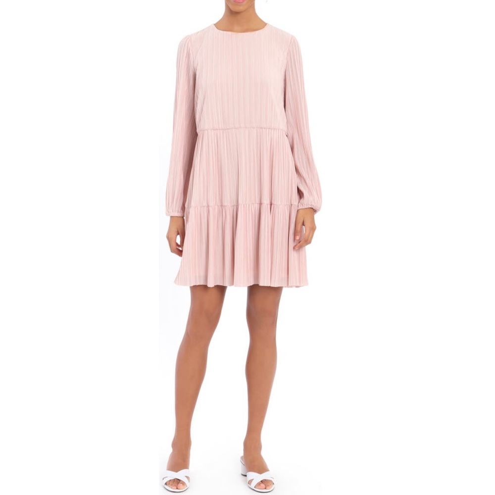 London Times A-Line Pleated Varigated Dress In Pink Color- New With Tag- Reemoly